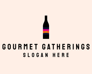 Sunset Wine Bottle  logo design