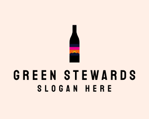 Sunset Wine Bottle  logo design