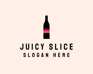 Sunset Wine Bottle  logo design