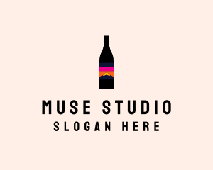 Sunset Wine Bottle  logo design