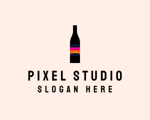 Sunset Wine Bottle  logo design