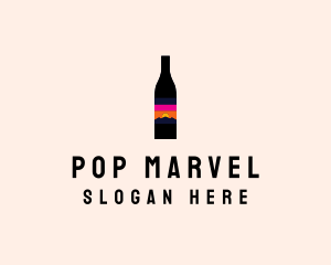 Sunset Wine Bottle  logo design