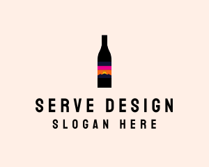 Sunset Wine Bottle  logo design