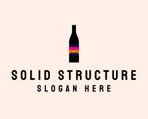 Sunset Wine Bottle  logo design