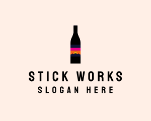 Sunset Wine Bottle  logo design