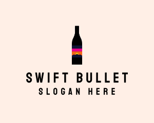 Sunset Wine Bottle  logo design