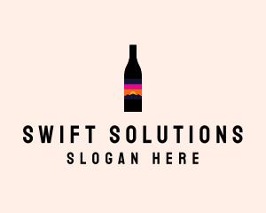 Sunset Wine Bottle  logo design