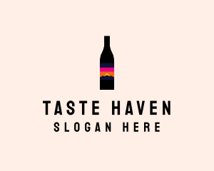Sunset Wine Bottle  logo design