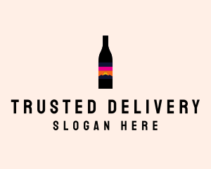 Sunset Wine Bottle  logo design