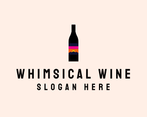 Sunset Wine Bottle  logo design