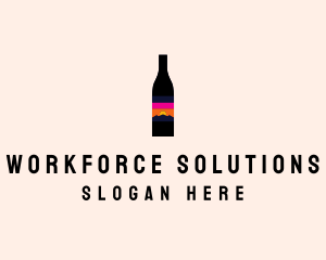 Sunset Wine Bottle  logo design