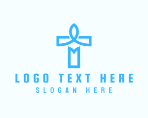 Blue Crucifix Letter T Logo