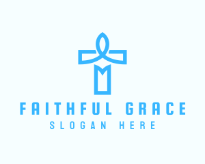 Blue Crucifix Letter T logo