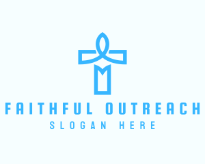 Blue Crucifix Letter T logo