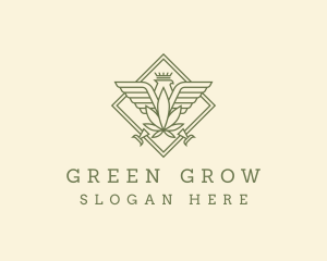 Green Cannabis Eagle logo design