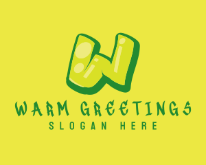 Green & Yellow Graffiti Letter W logo design