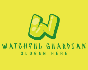 Green & Yellow Graffiti Letter W logo design