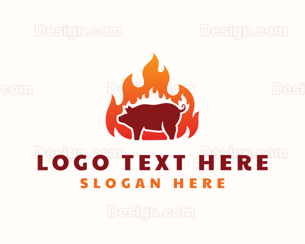 Flame Pork Barbecue Logo