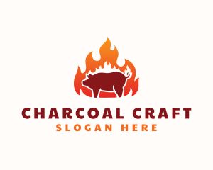 Flame Pork Barbecue logo design