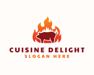 Flame Pork Barbecue logo design