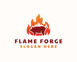 Flame Pork Barbecue logo design