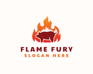 Flame Pork Barbecue logo design