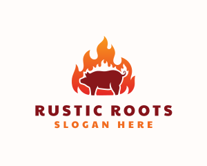 Flame Pork Barbecue logo design