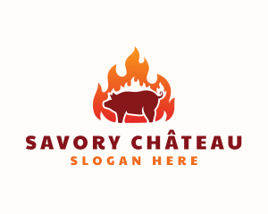 Flame Pork Barbecue logo design