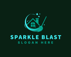 Housekeeping Broom Sparkle logo design