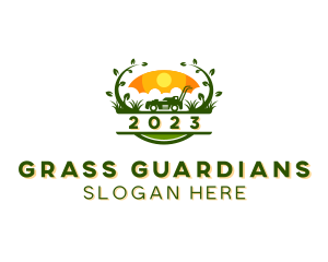 Gardening Grass Lawn Mower logo design