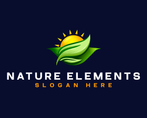 Sun Leaves Nature logo design