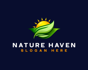 Sun Leaves Nature logo design