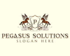 Pegasus Shield Wings logo design