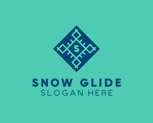 Geometric Snowflake Technology logo design