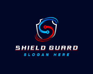 Shield Circuit Letter S logo design