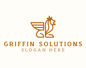 Fierce Winged Lion Griffin logo design