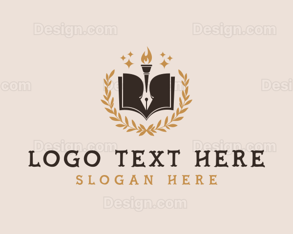 Book Torch Pen Logo