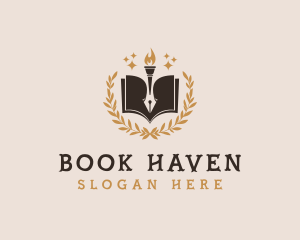 Book Torch Pen logo design