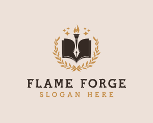 Book Torch Pen logo design