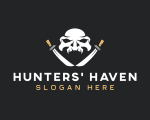 Skull Hunter Sword logo design