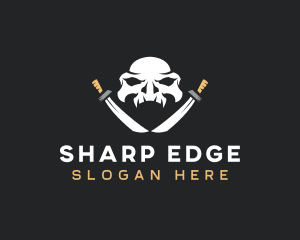 Skull Hunter Sword logo design