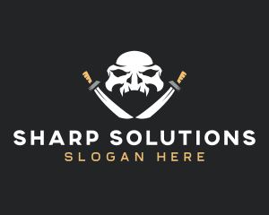 Skull Hunter Sword logo design