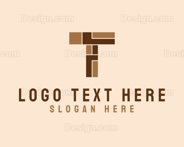 Brown Brick Letter T Logo