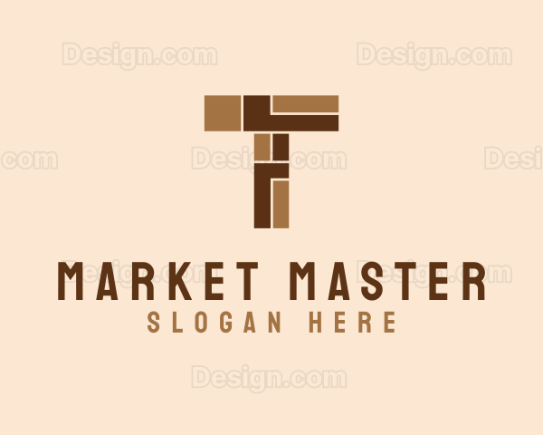 Brown Brick Letter T Logo