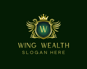 Crown Shield Wings logo design