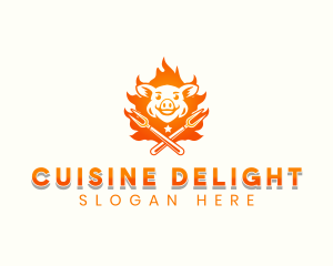 Flame Pork Grill logo design