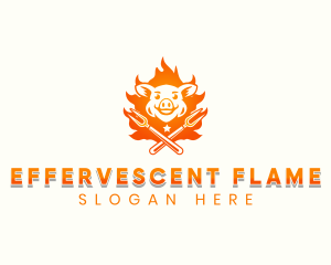 Flame Pork Grill logo design