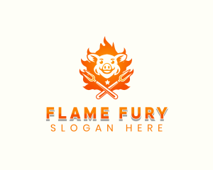 Flame Pork Grill logo design