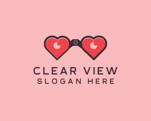 Heart Binocular Lens logo design