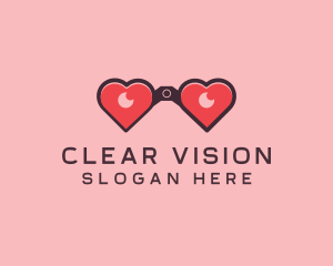 Heart Binocular Lens logo design